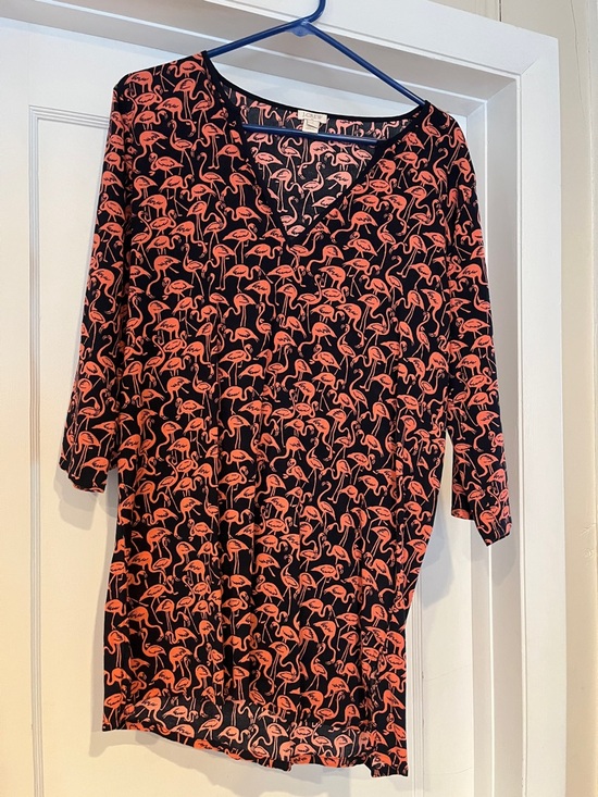 J. Crew Dresses & Skirts - J. Crew Navy Beach  Dress with Coral Flamingo Print, V-Neck
